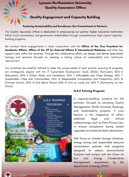 Quality Engagement and Capacity BuildingFostering Sustainability and Excellence: Our Commitment to Partners