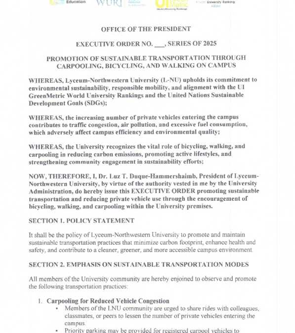 LNU Promotes Sustainable Mobility Through Executive Order