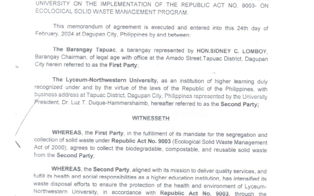 LNU Promotes Sustainability Through Ecological Waste Management